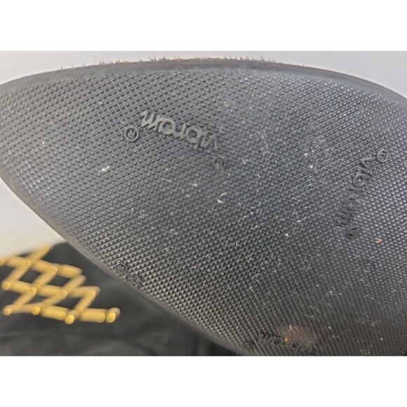 Stuart Weitzman New York Black Suede Knee High Boots-Gold Crosshatch Design Sz 7 - Picture 9 of 13